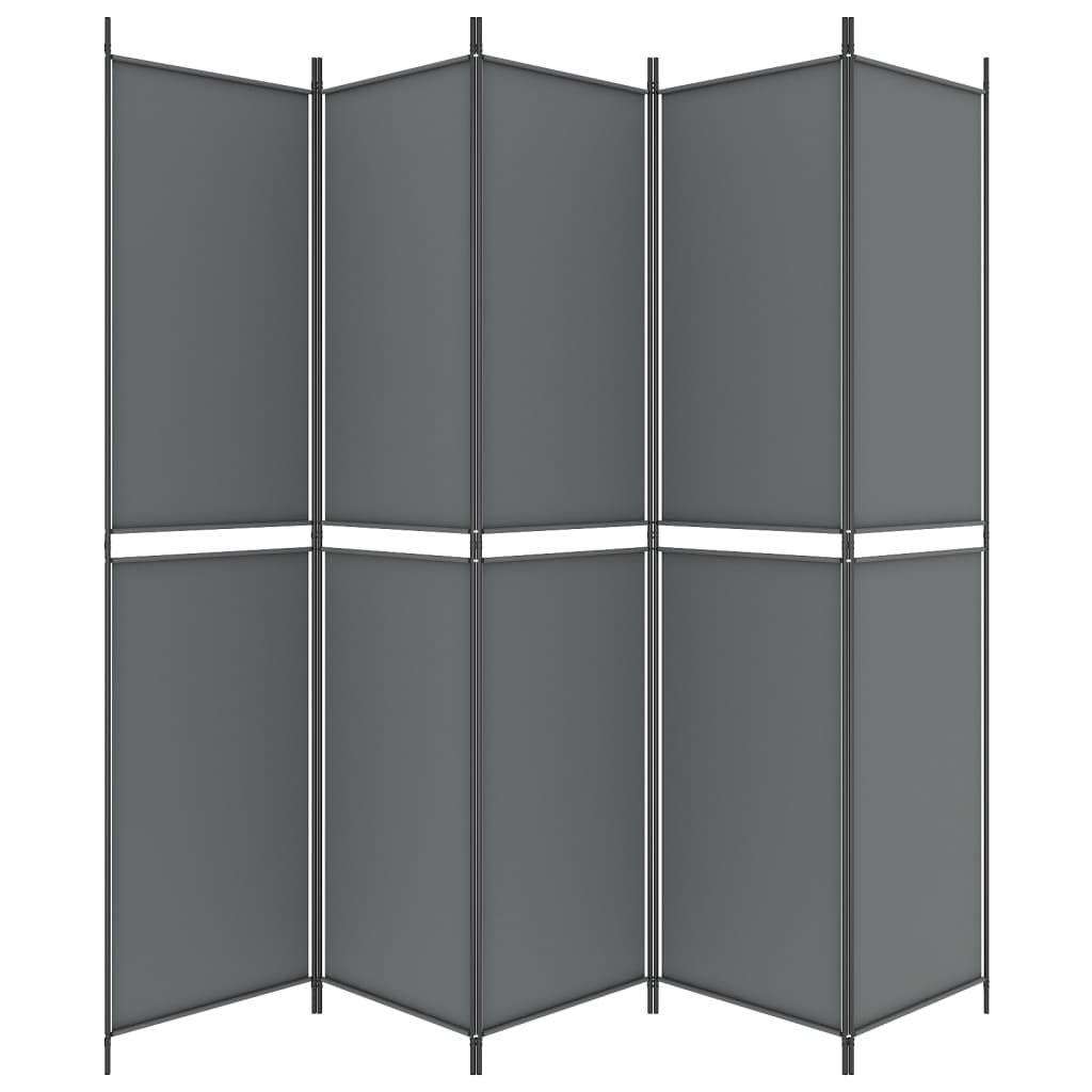 5-tlg. Paravent Anthrazit 250x220 cm Stoff