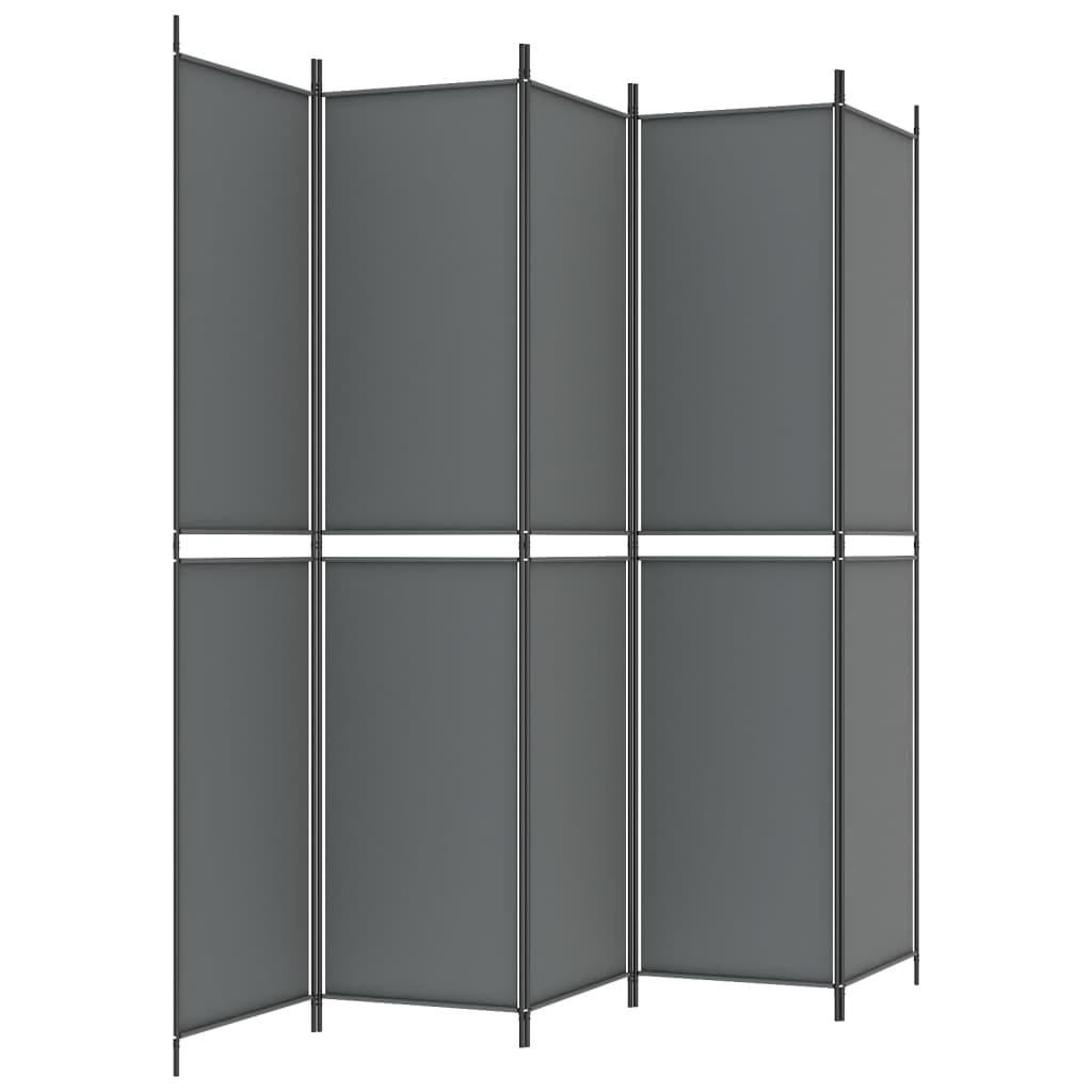 5-tlg. Paravent Anthrazit 250x220 cm Stoff