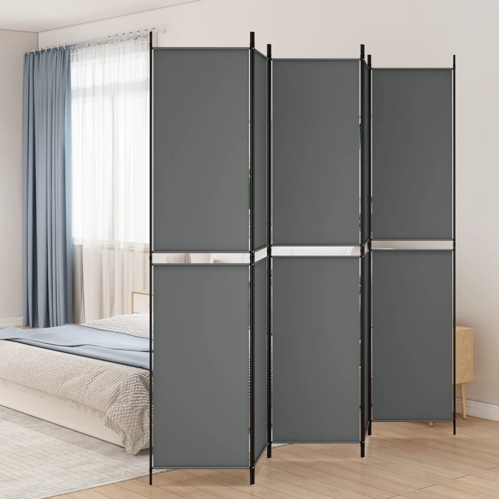5-tlg. Paravent Anthrazit 250x220 cm Stoff