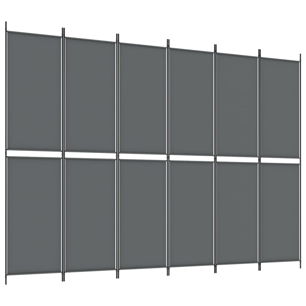 6-tlg. Paravent Anthrazit 300x220 cm Stoff