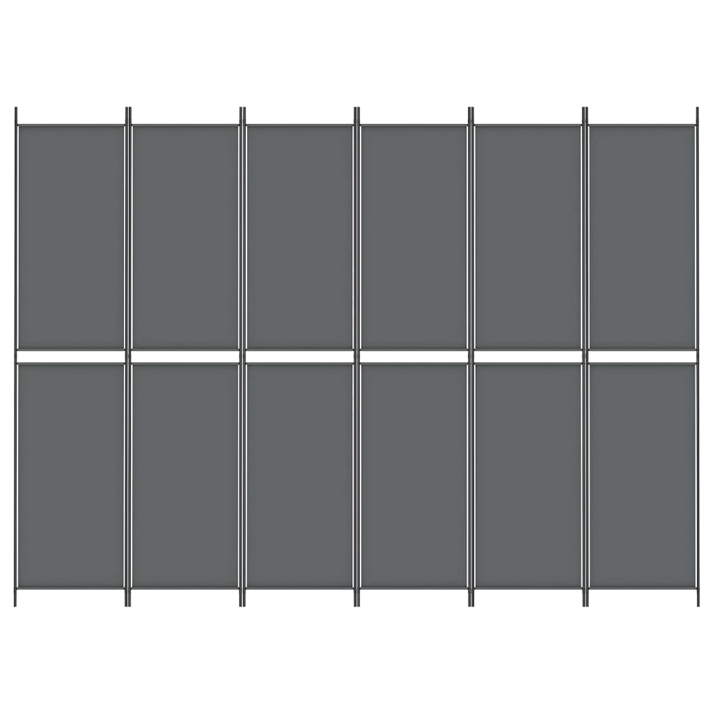 6-tlg. Paravent Anthrazit 300x220 cm Stoff