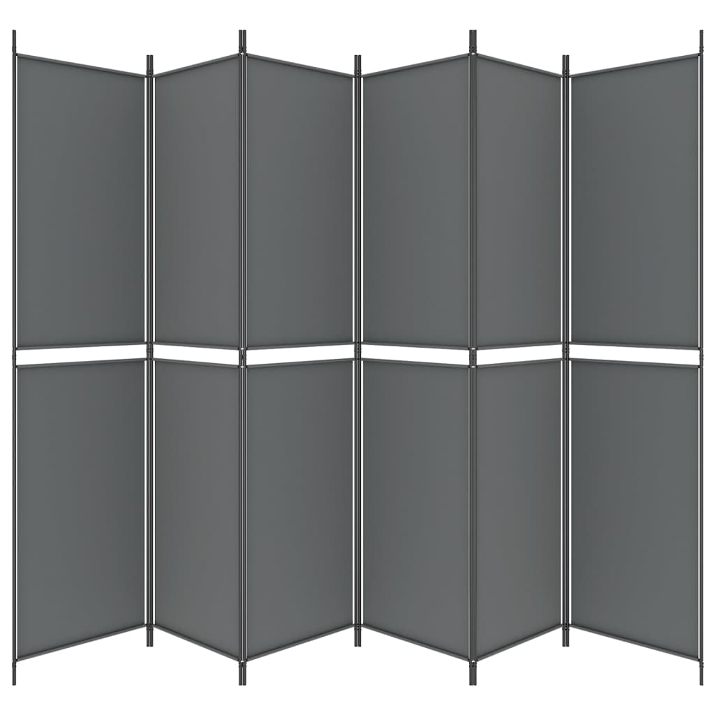 6-tlg. Paravent Anthrazit 300x220 cm Stoff