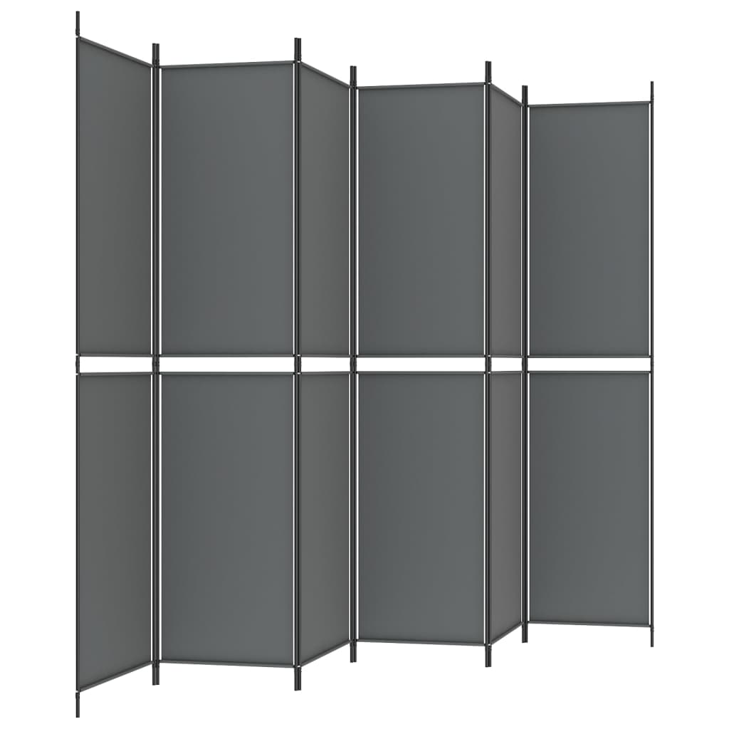 6-tlg. Paravent Anthrazit 300x220 cm Stoff