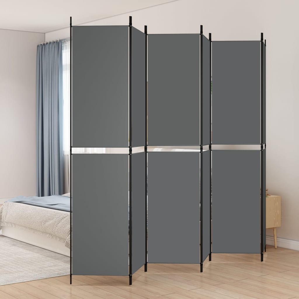 6-tlg. Paravent Anthrazit 300x220 cm Stoff