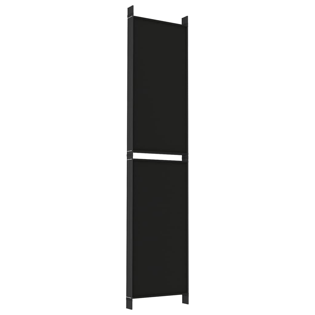 6-tlg. Paravent Schwarz 300x220 cm Stoff