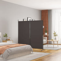 Thumbnail for 2-tlg. Paravent Braun 175x180 cm Stoff