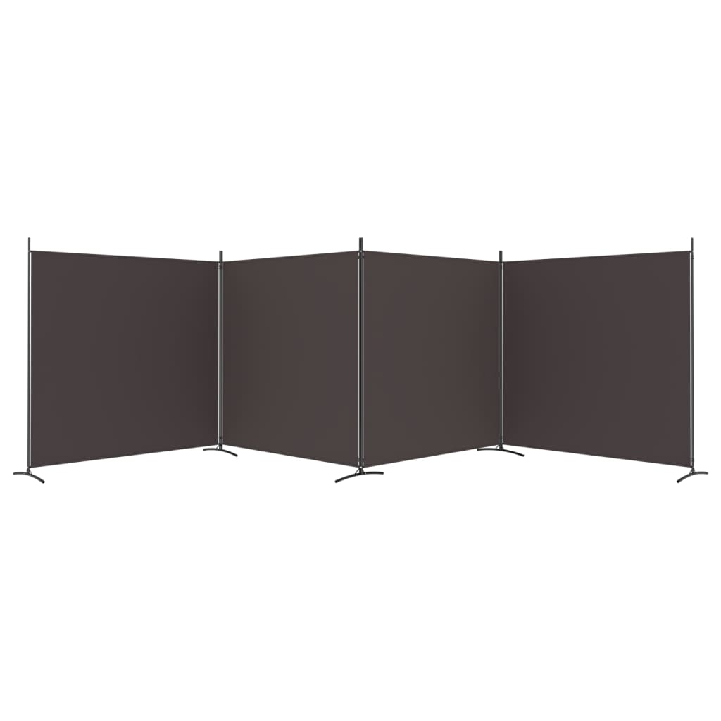 vidaXL 4-tlg. Paravent Braun 698x180 cm Stoff