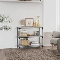 Thumbnail for Bücherregal Grau Sonoma 80x33x70,5 cm Holzwerkstoff und Stahl