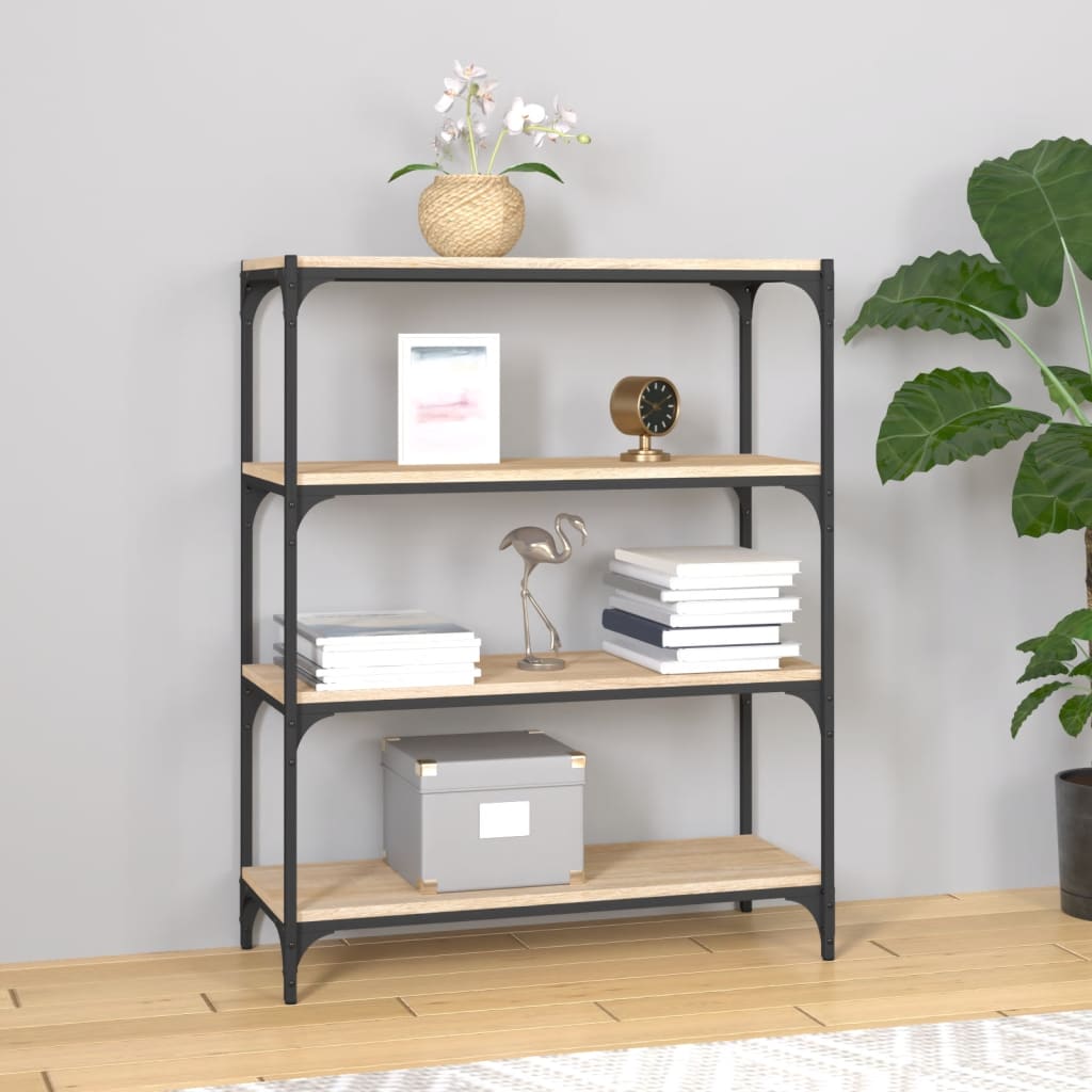 Bücherregal Sonoma-Eiche 80x33x100 cm Holzwerkstoff und Stahl
