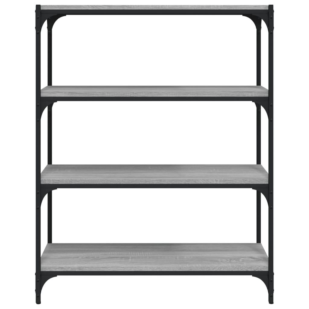 Bücherregal Grau Sonoma 80x33x100 cm Holzwerkstoff und Stahl