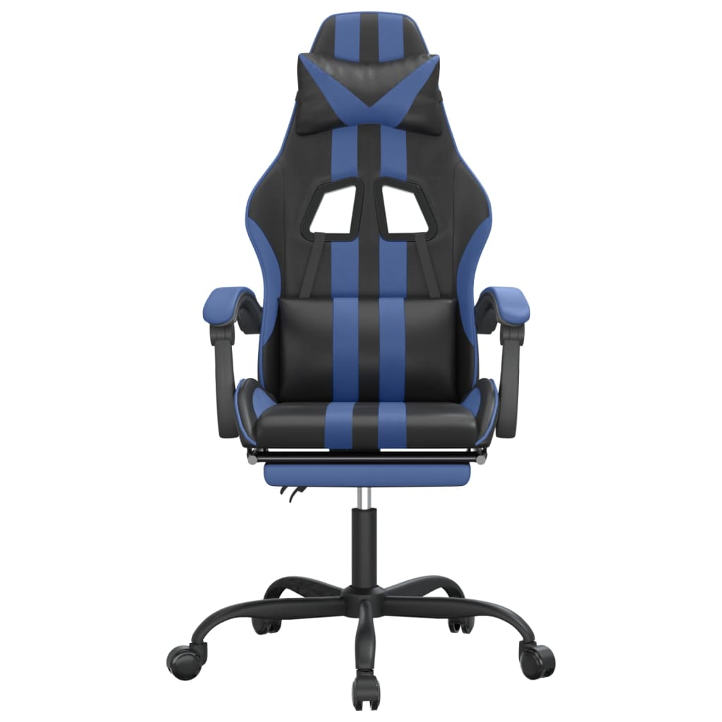 Gaming-Stuhl mit Fußstütze Drehbar Schwarz & Blau Kunstleder