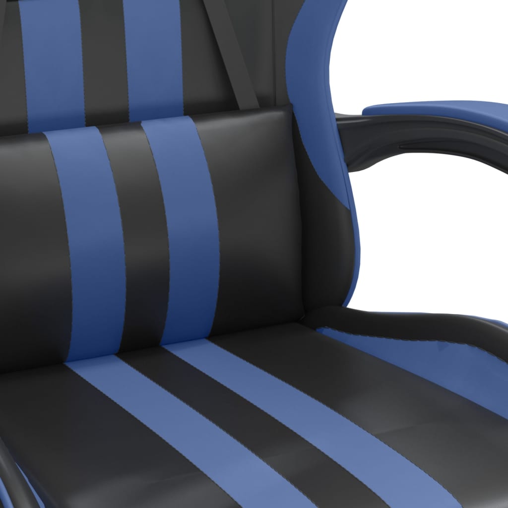 Gaming-Stuhl mit Fußstütze Drehbar Schwarz & Blau Kunstleder