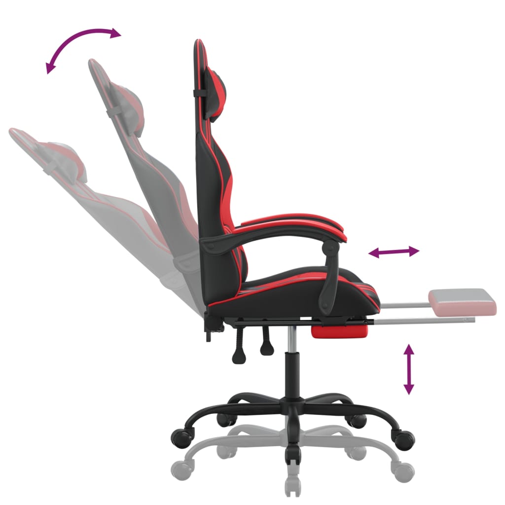 Gaming-Stuhl mit Fußstütze Drehbar Schwarz & Rot Kunstleder