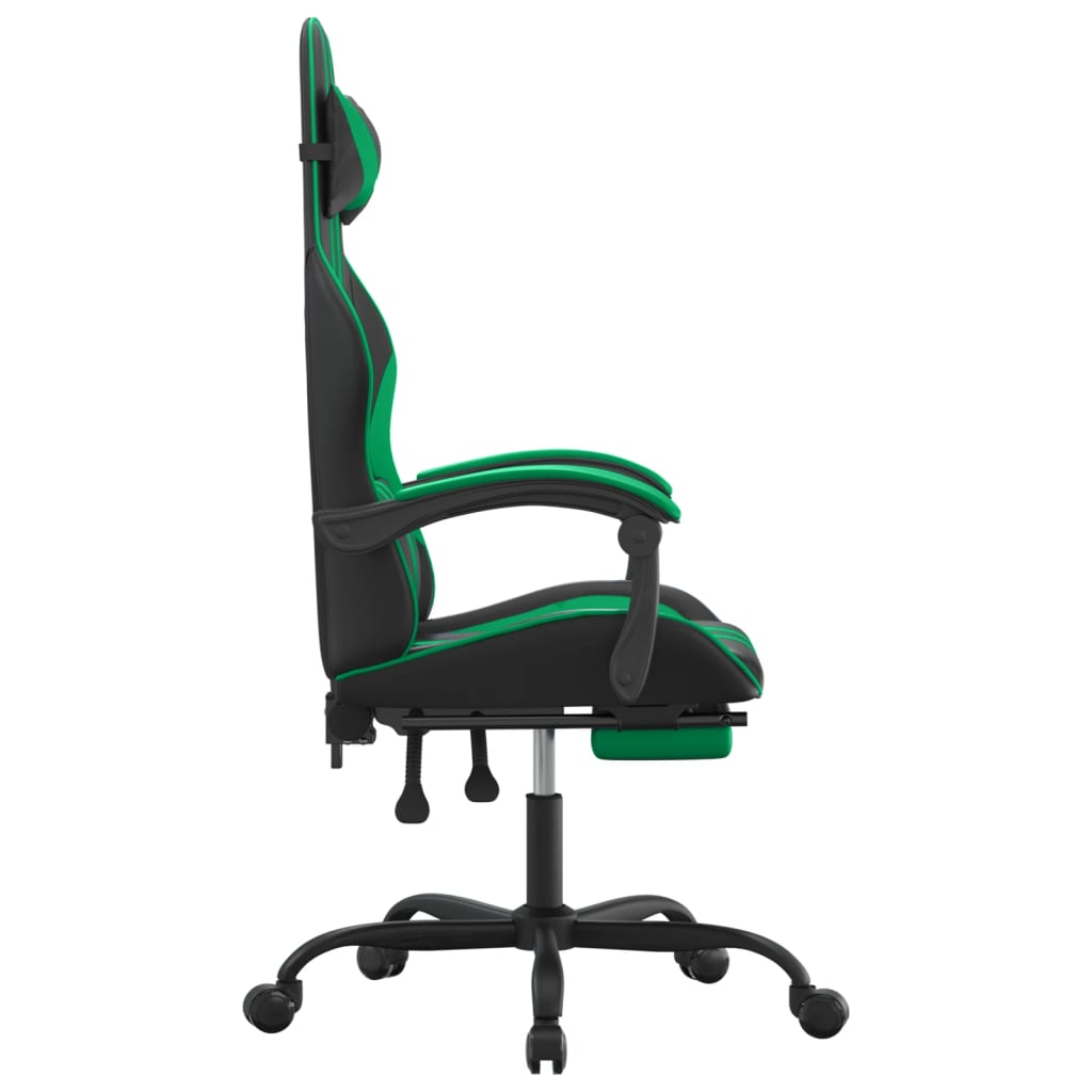 Gaming-Stuhl mit Fußstütze Drehbar Schwarz & Grün Kunstleder