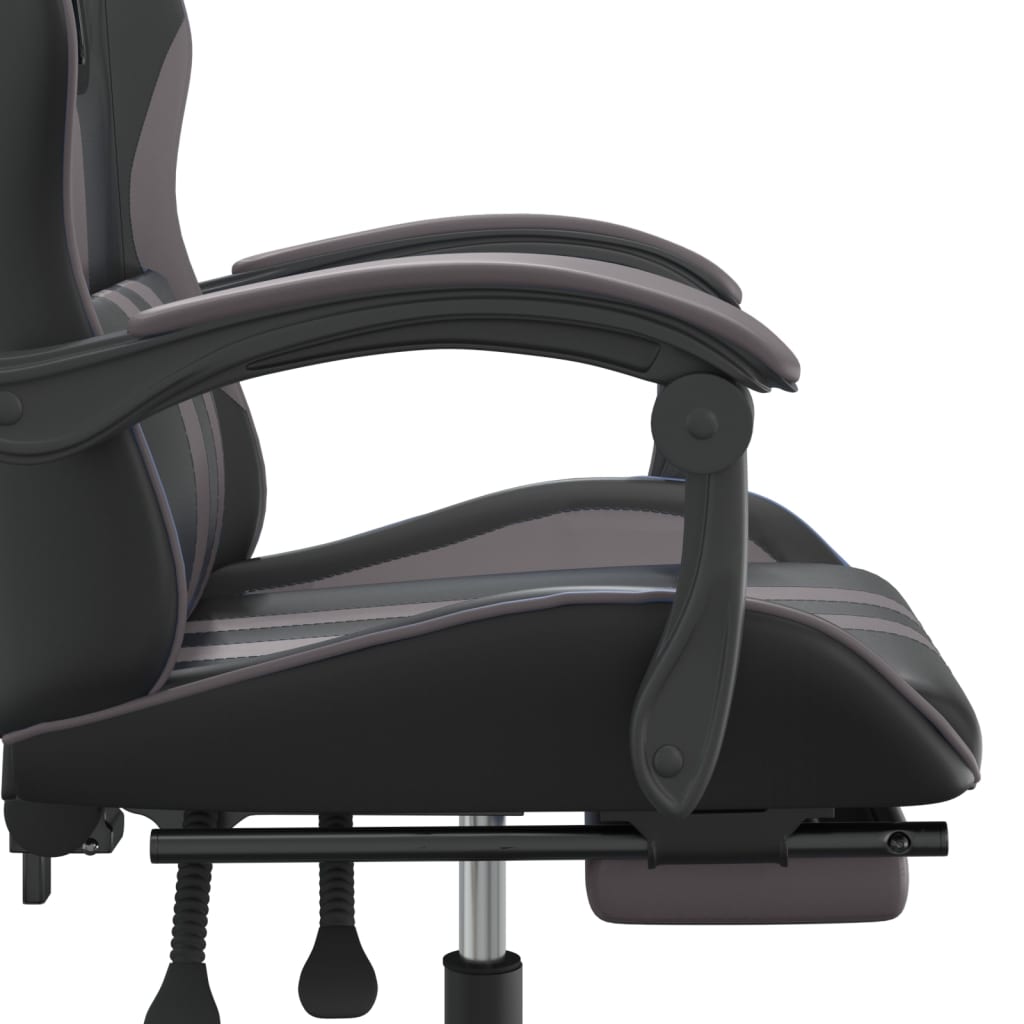 Gaming-Stuhl mit Fußstütze Drehbar Schwarz & Grau Kunstleder