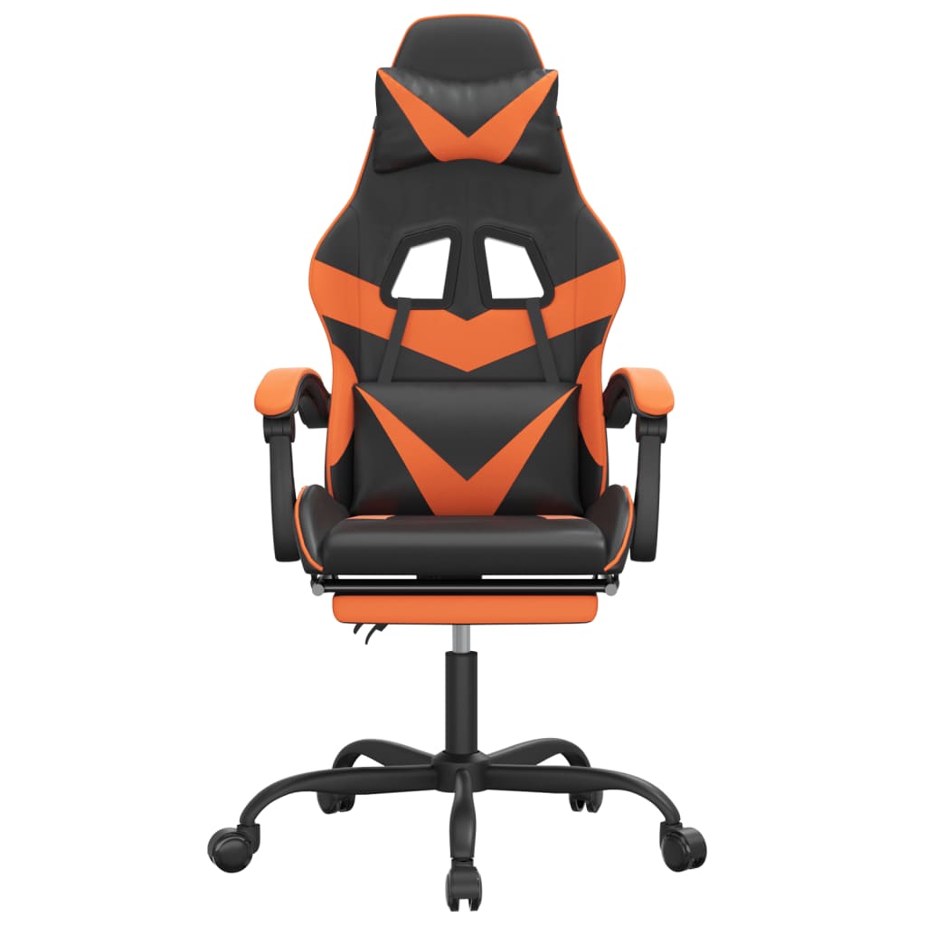 Gaming-Stuhl mit Fußstütze Drehbar Schwarz & Orange Kunstleder
