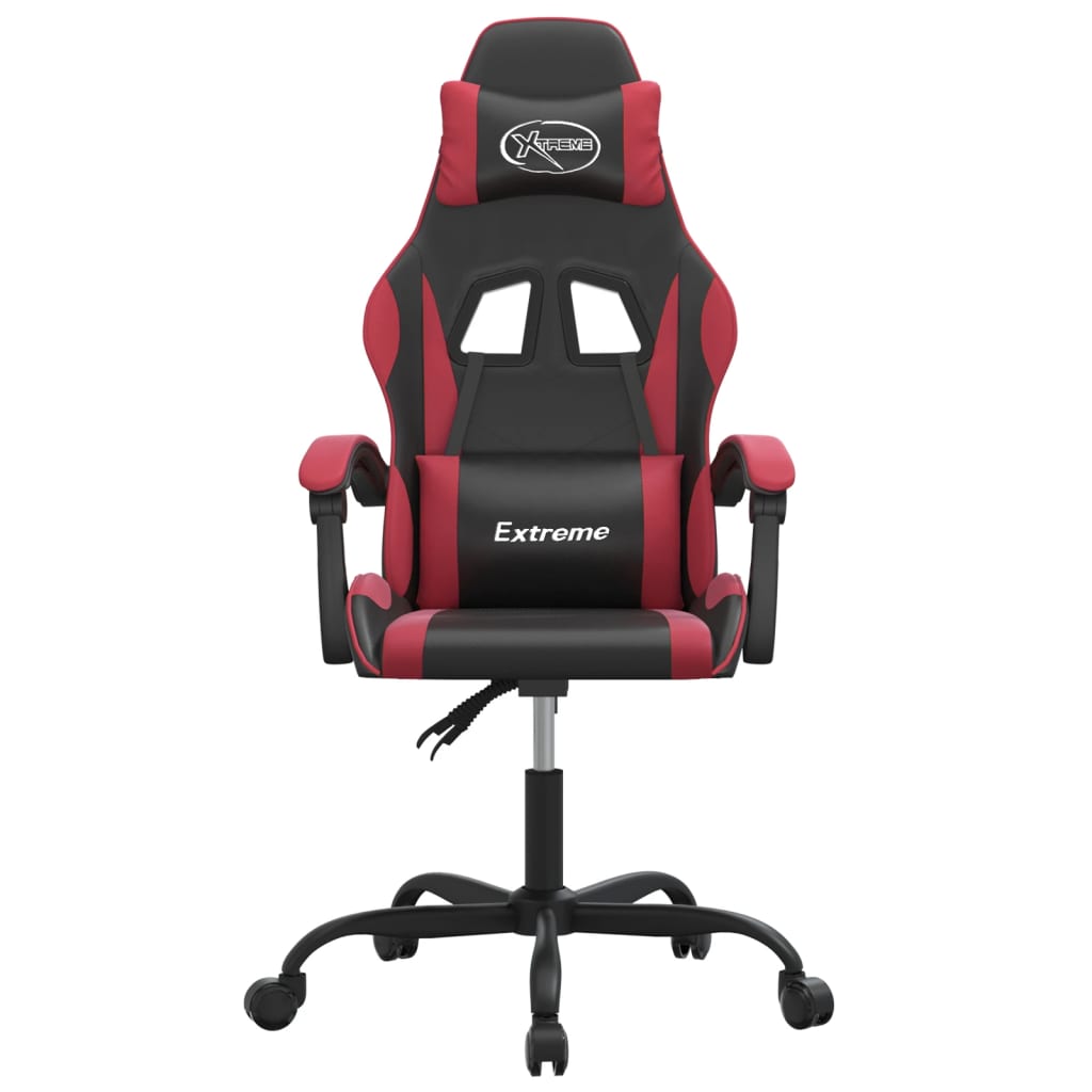 Gaming-Stuhl Drehbar Schwarz und Weinrot Kunstleder