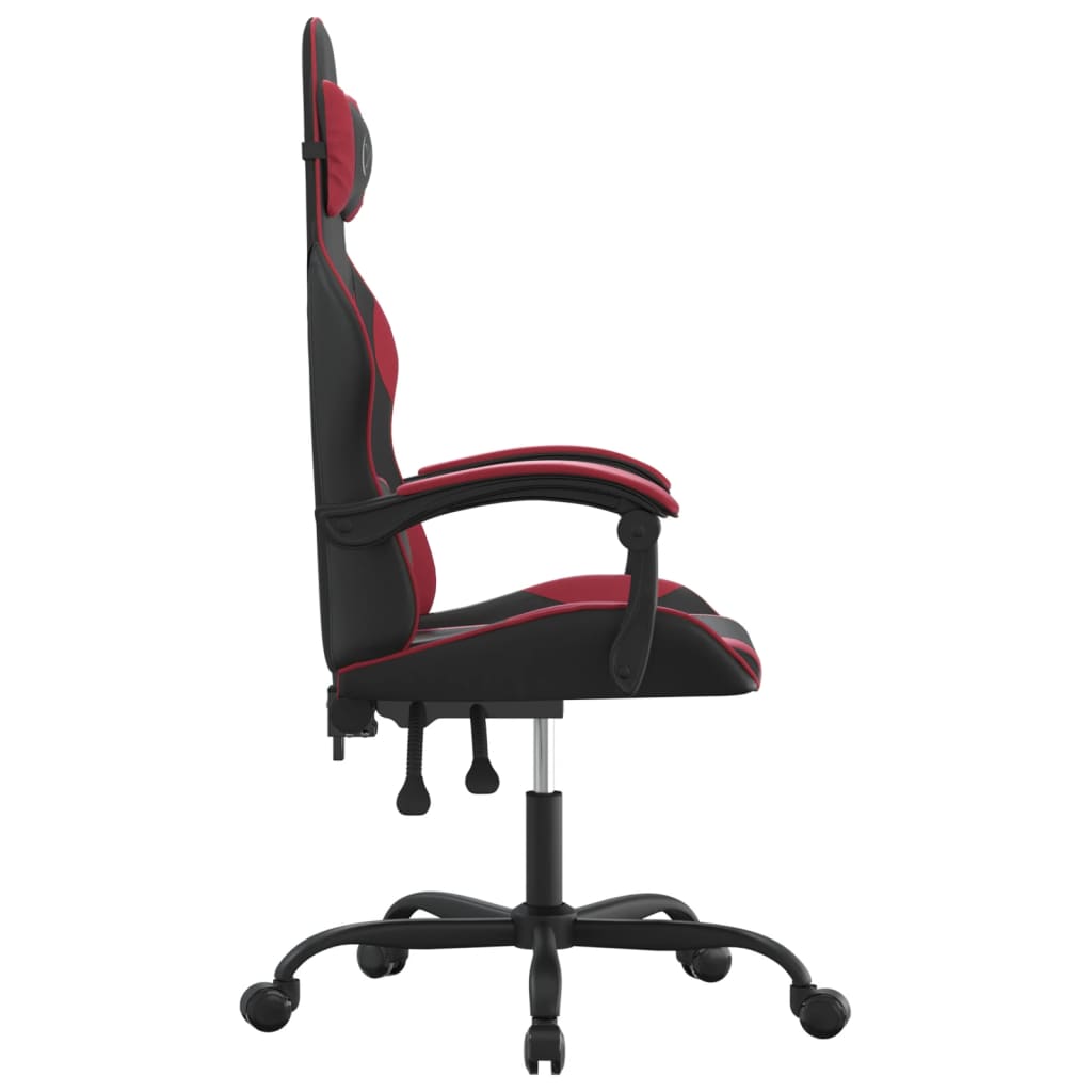 Gaming-Stuhl Drehbar Schwarz und Weinrot Kunstleder
