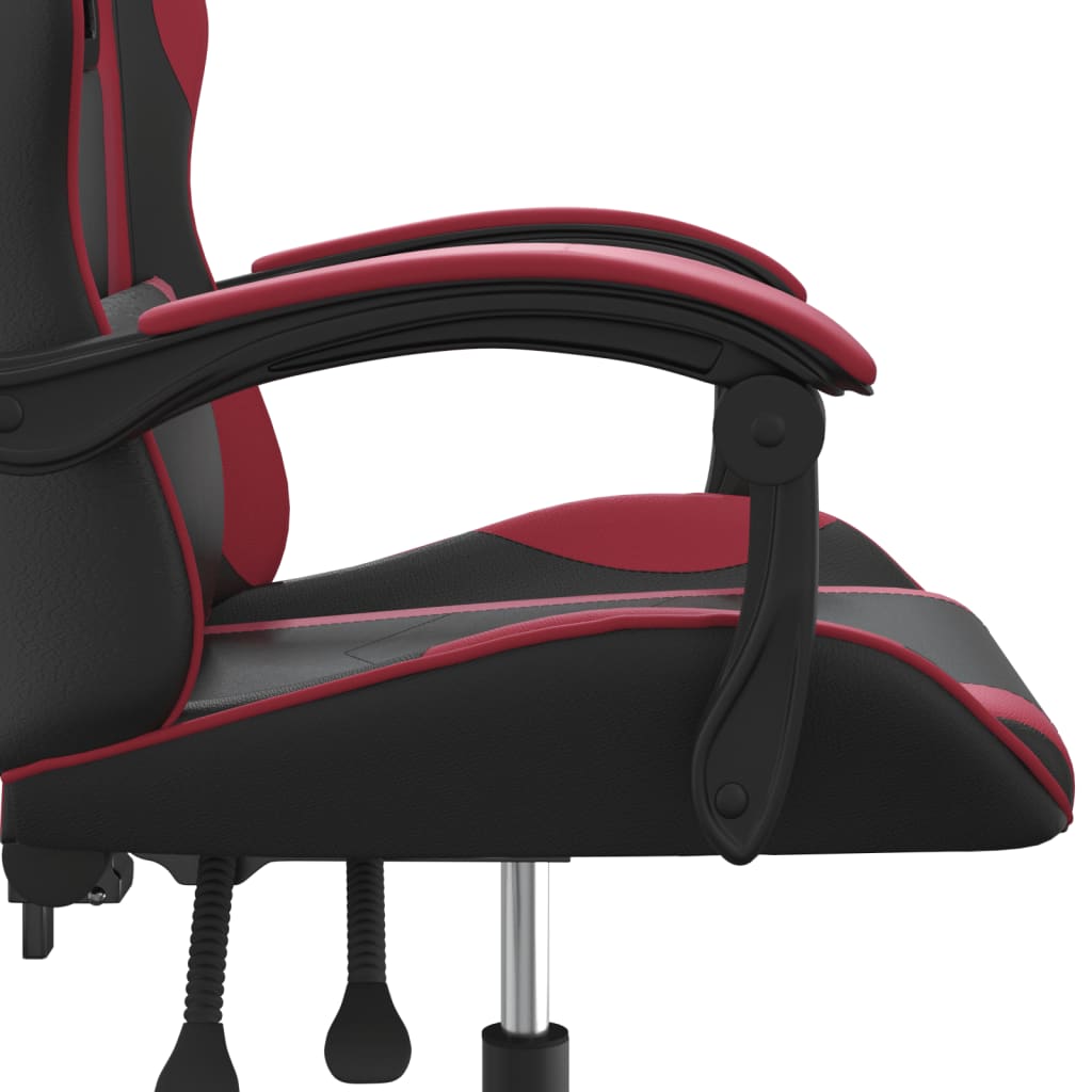 Gaming-Stuhl Drehbar Schwarz und Weinrot Kunstleder
