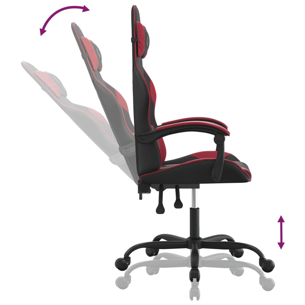 Gaming-Stuhl Drehbar Schwarz und Weinrot Kunstleder