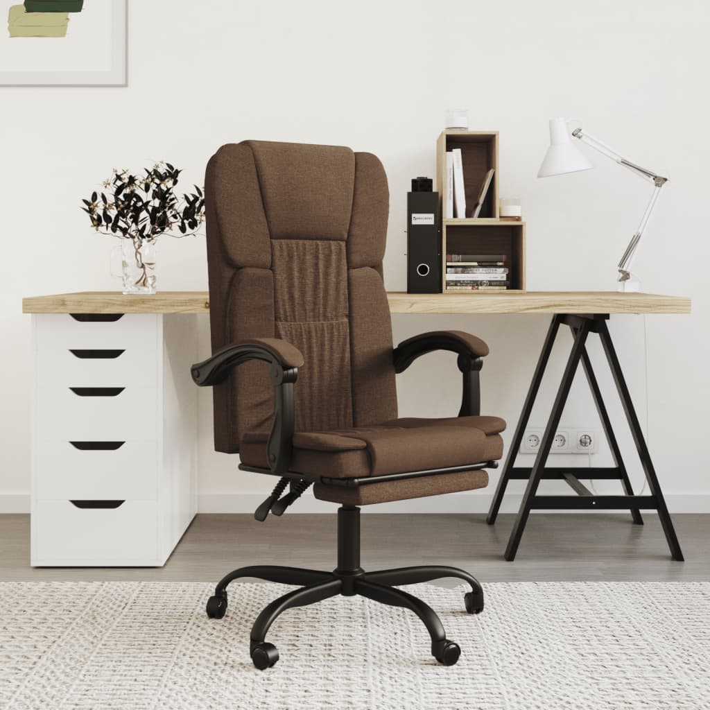 Bürostuhl mit Liegefunktion Braun Stoff