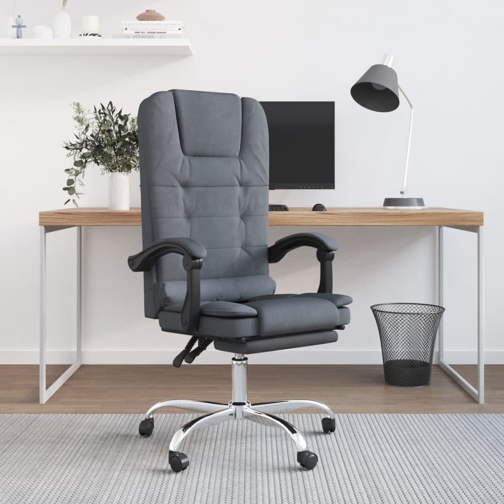 Bürostuhl mit Massagefunktion Dunkelgrau Samt