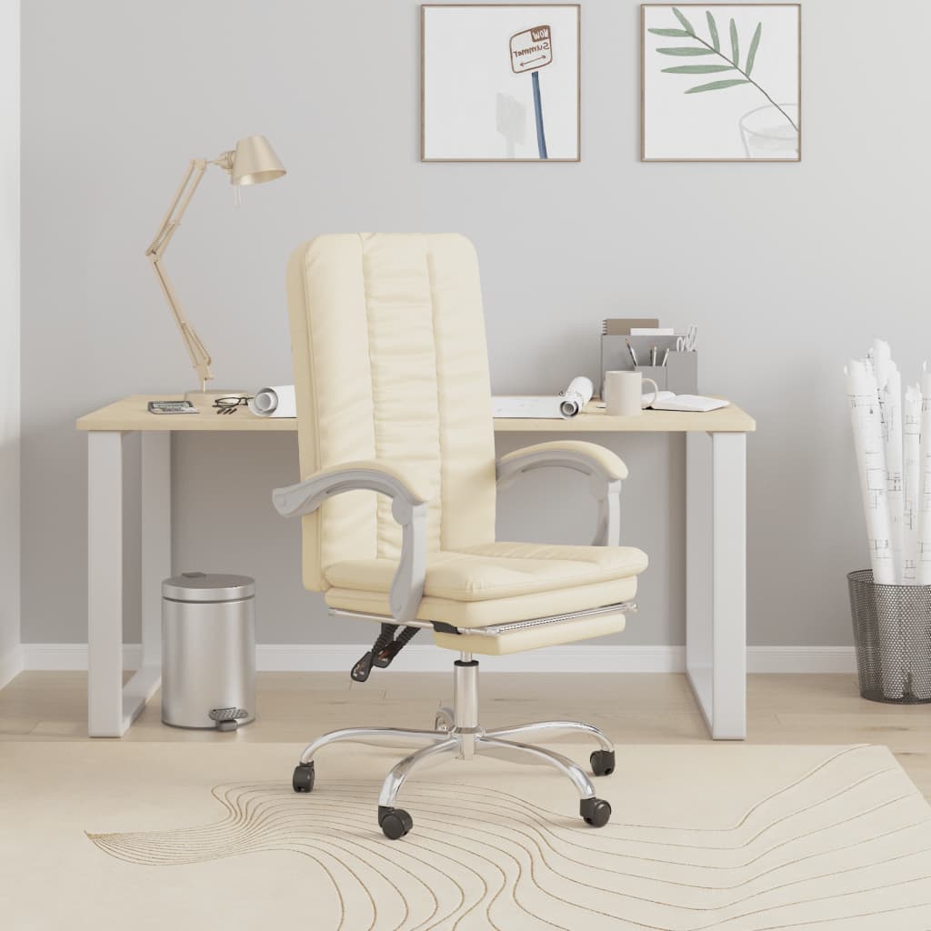 Bürostuhl mit Liegefunktion Creme Kunstleder
