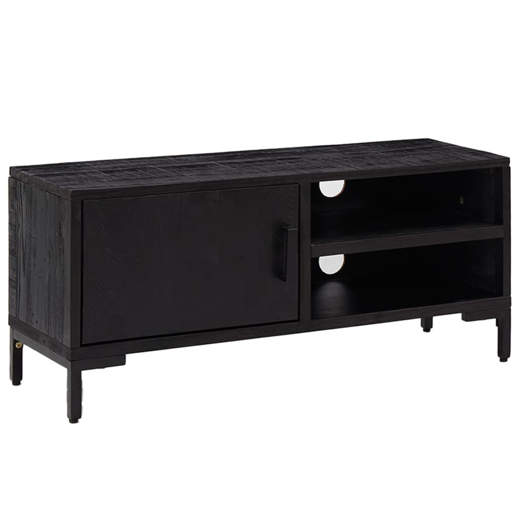 TV-Schrank Schwarz 90x30x40 cm Massivholz Kiefer Recycelt