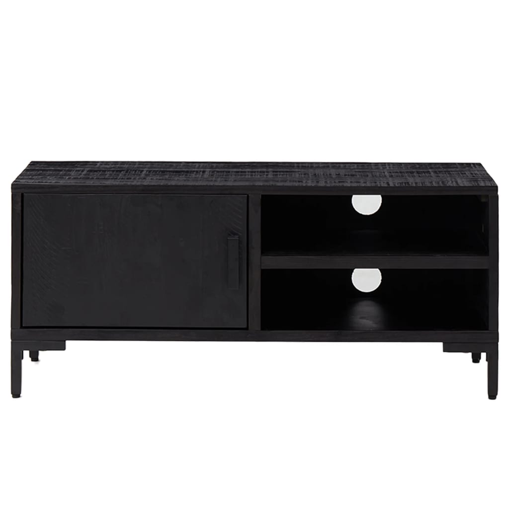 TV-Schrank Schwarz 90x30x40 cm Massivholz Kiefer Recycelt