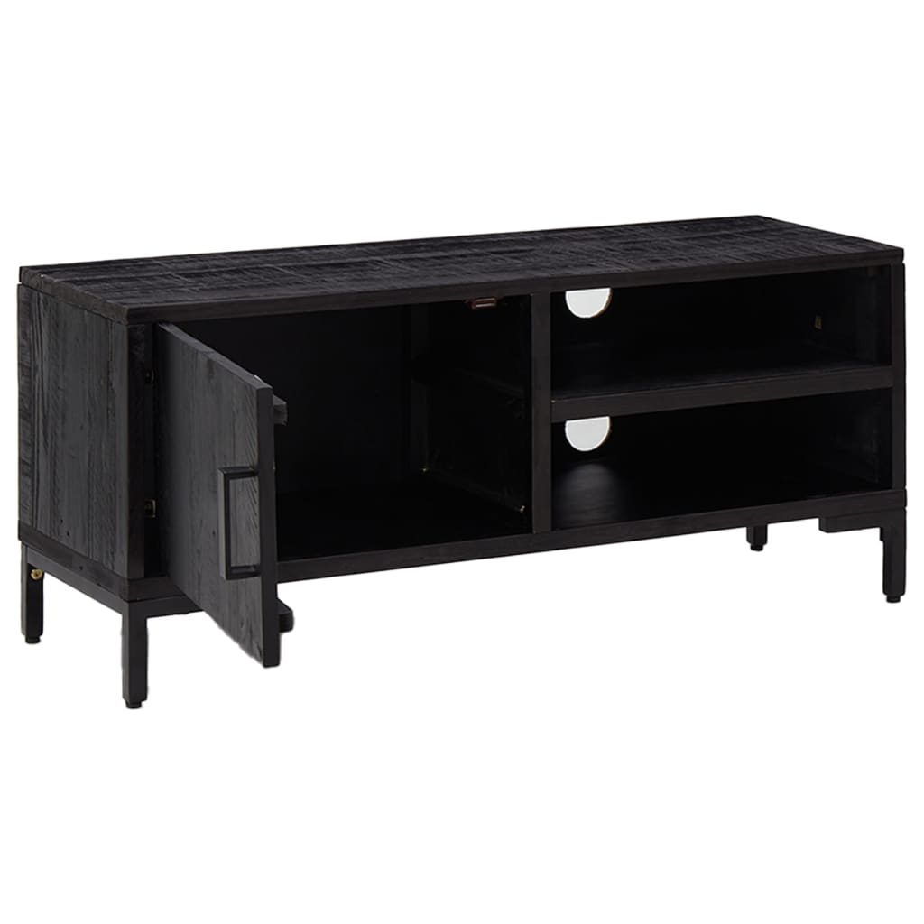 TV-Schrank Schwarz 90x30x40 cm Massivholz Kiefer Recycelt