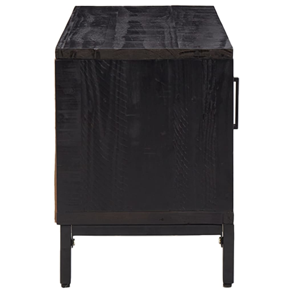 TV-Schrank Schwarz 90x30x40 cm Massivholz Kiefer Recycelt