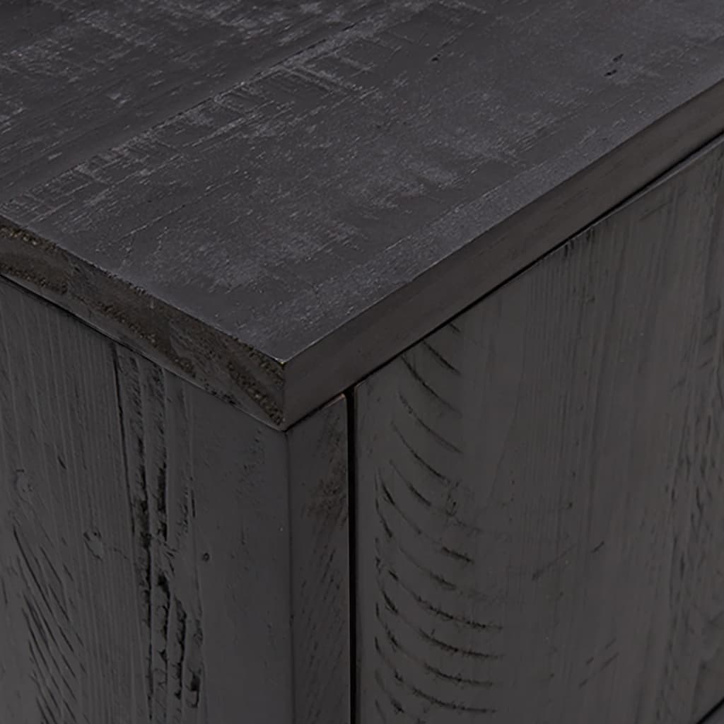 TV-Schrank Schwarz 90x30x40 cm Massivholz Kiefer Recycelt