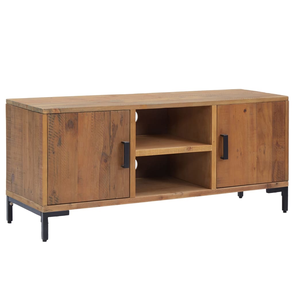 TV-Schrank Braun 110x35x48 cm Massivholz Kiefer Recycelt