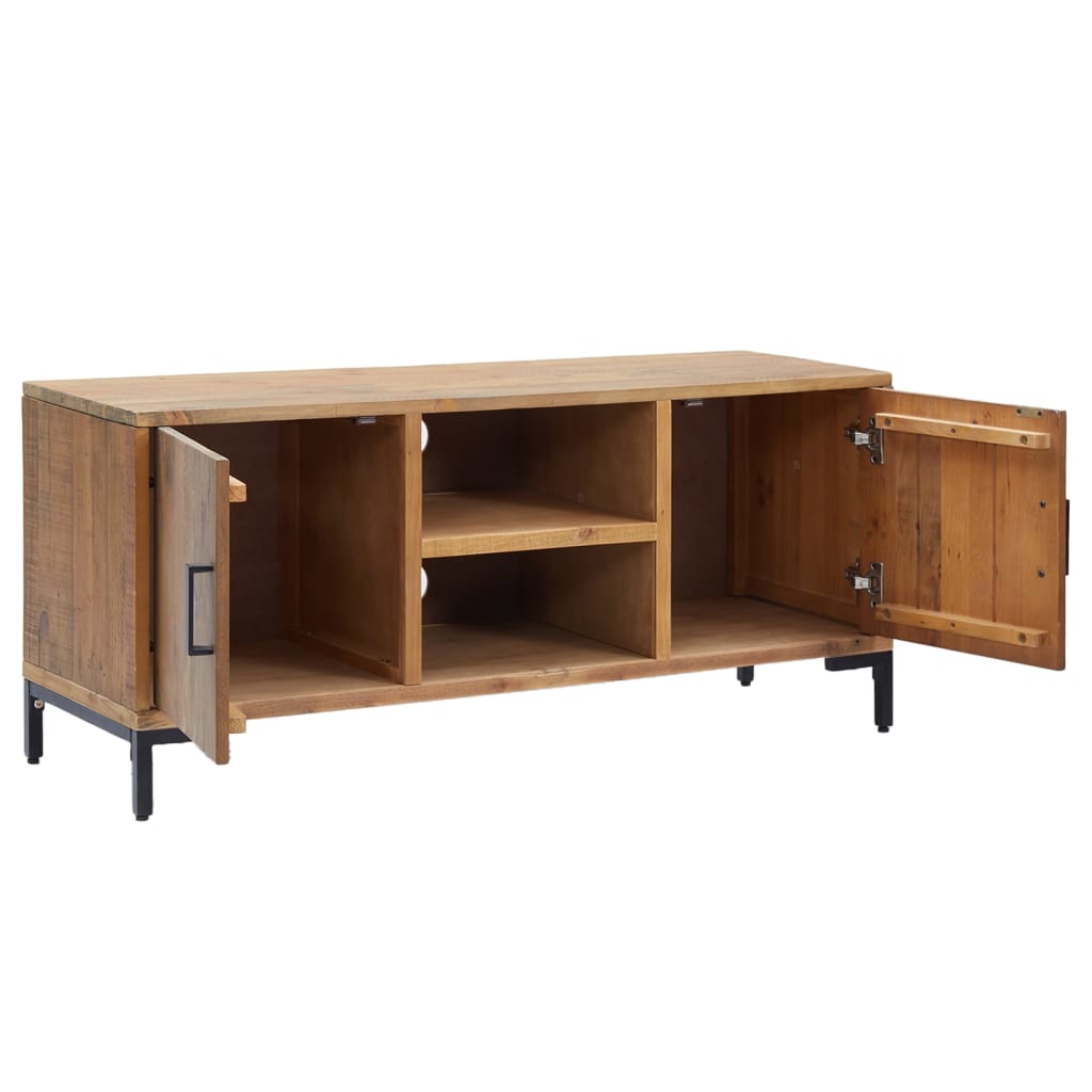 TV-Schrank Braun 110x35x48 cm Massivholz Kiefer Recycelt