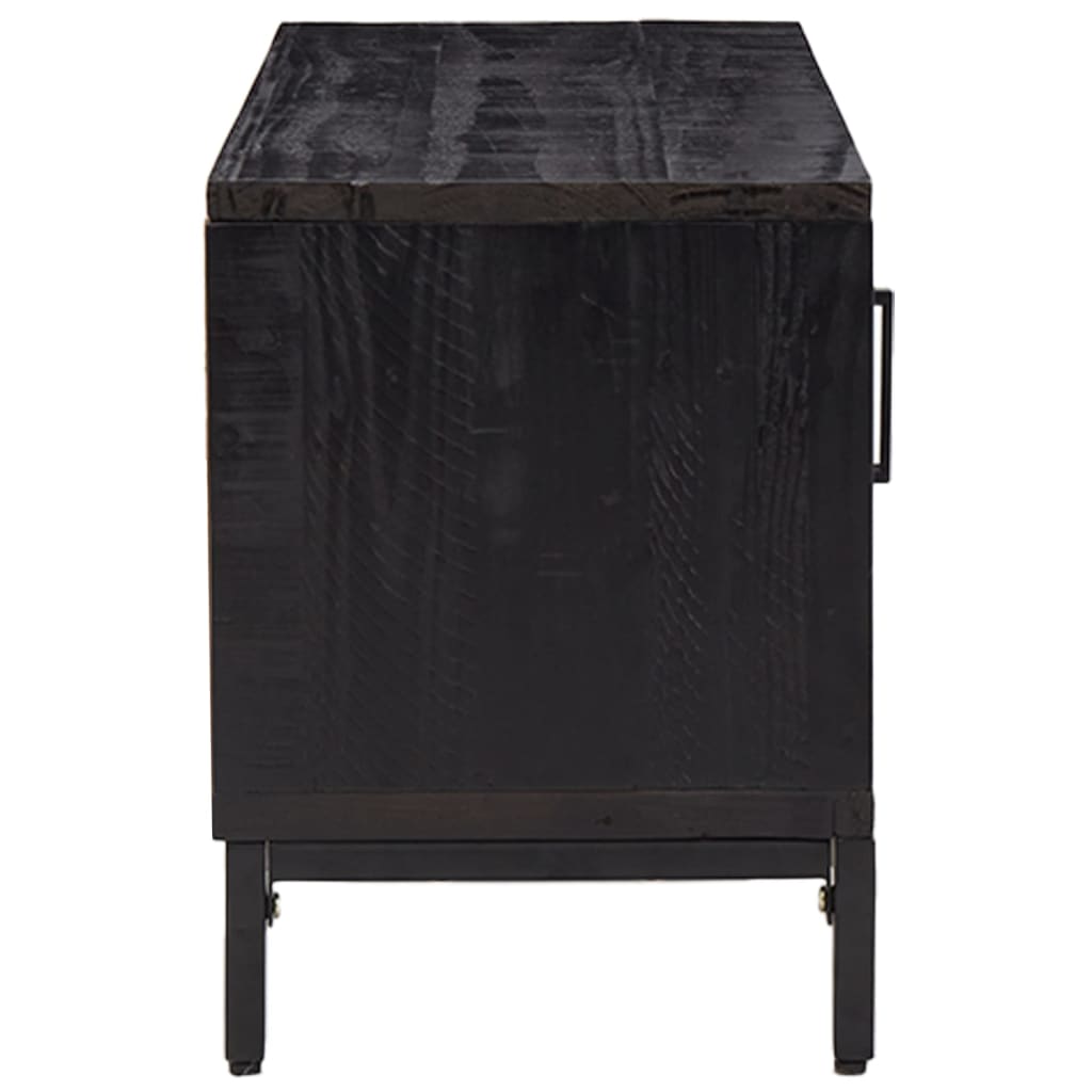 TV-Schrank Schwarz 110x35x48 cm Massivholz Kiefer Recycelt