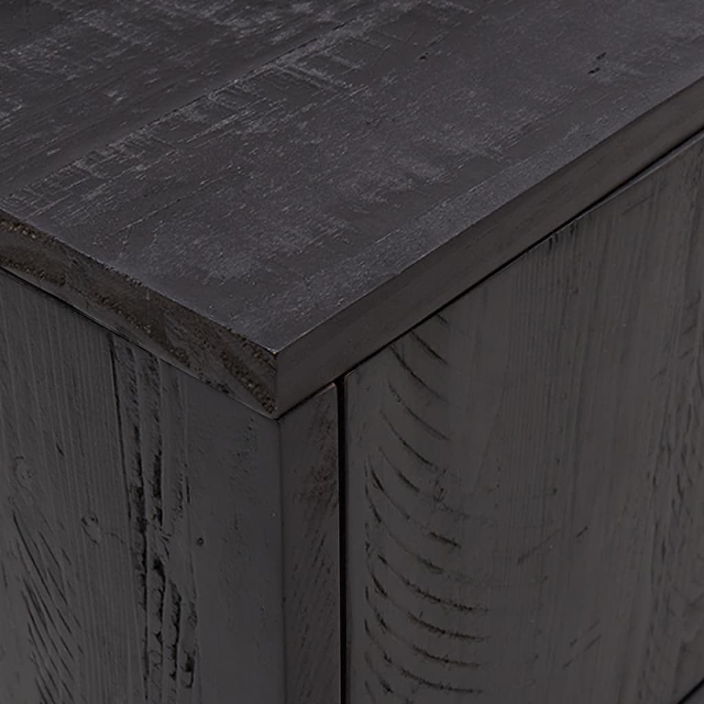 TV-Schrank Schwarz 110x35x48 cm Massivholz Kiefer Recycelt