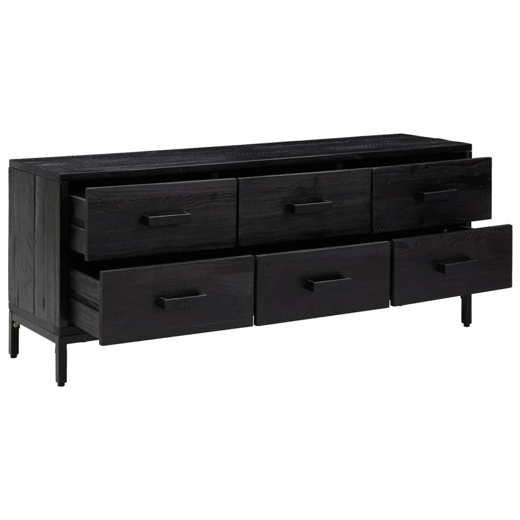Bank Stauraum Schwarz 110x30x45 cm Massivholz Kiefer Recycelt