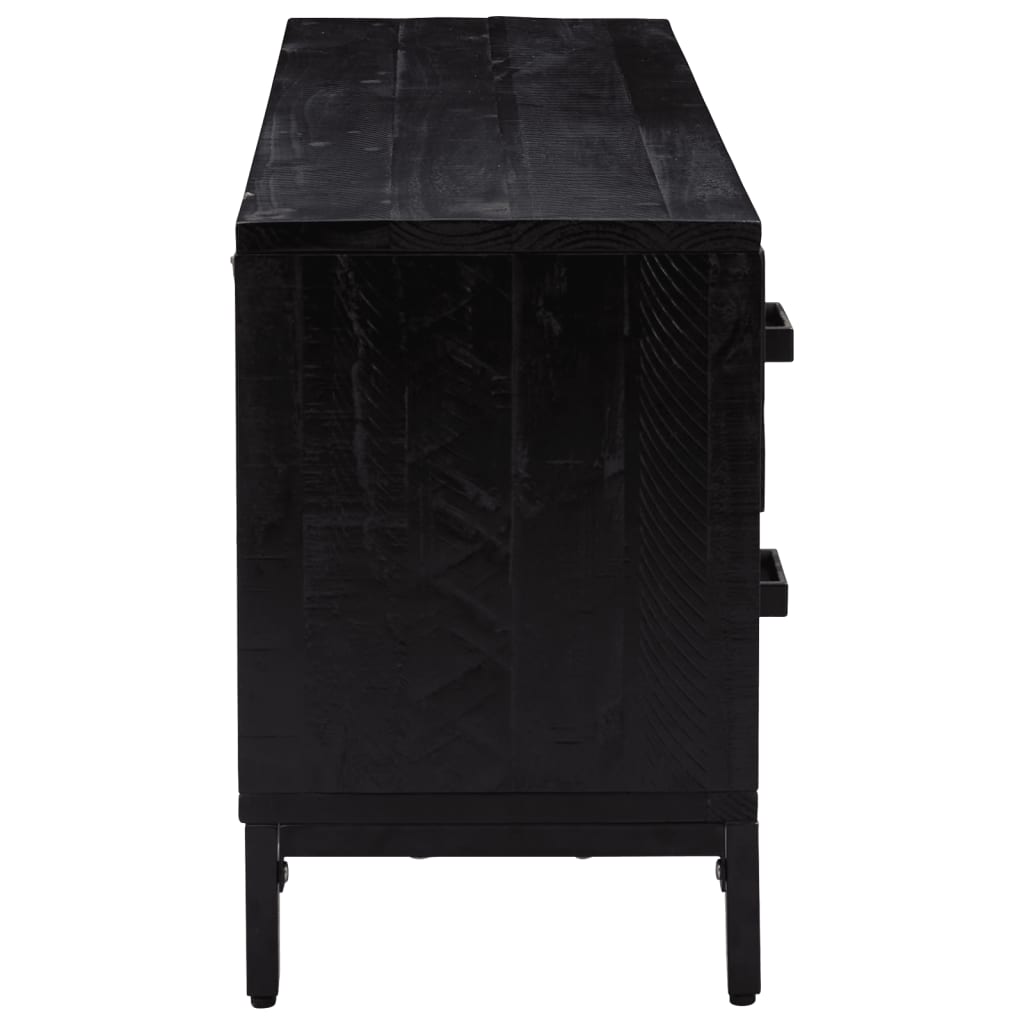 Bank Stauraum Schwarz 110x30x45 cm Massivholz Kiefer Recycelt