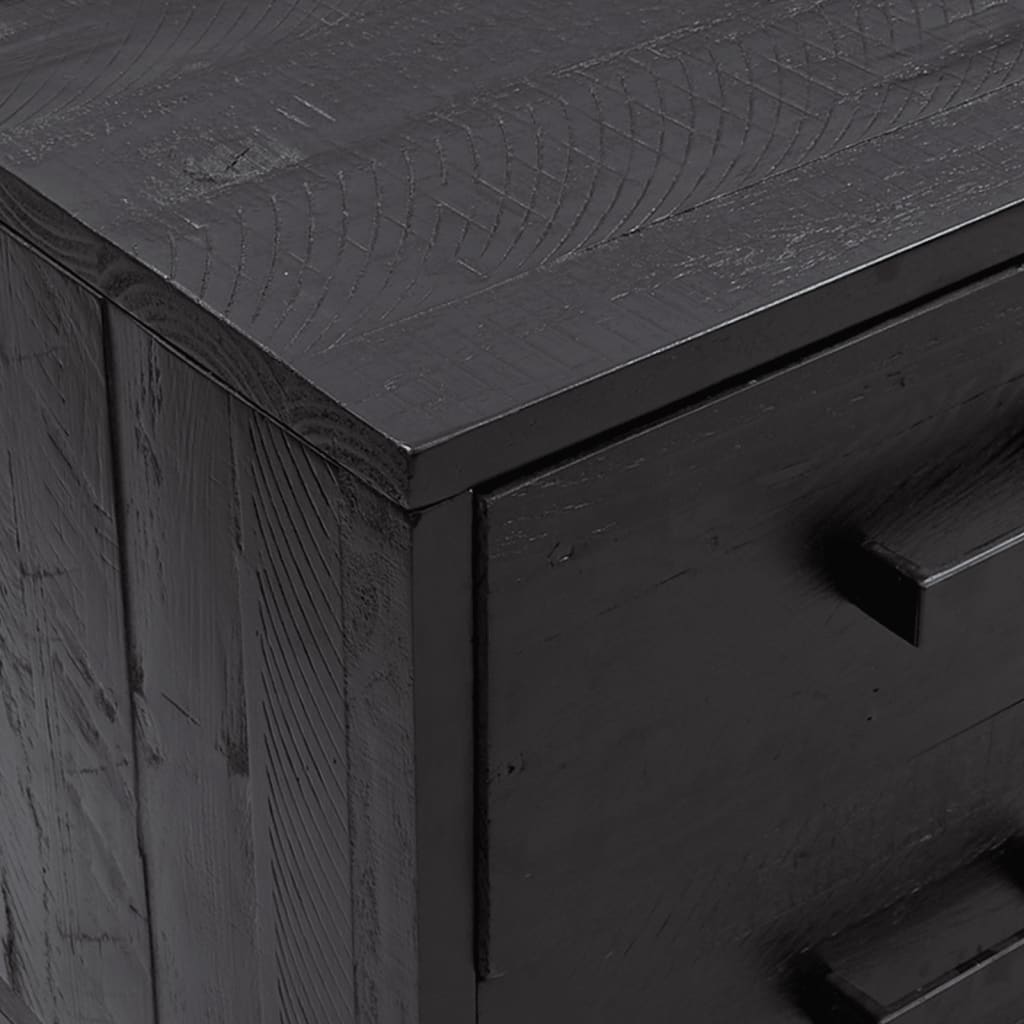 Bank Stauraum Schwarz 110x30x45 cm Massivholz Kiefer Recycelt