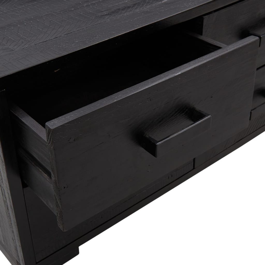 Bank Stauraum Schwarz 110x30x45 cm Massivholz Kiefer Recycelt