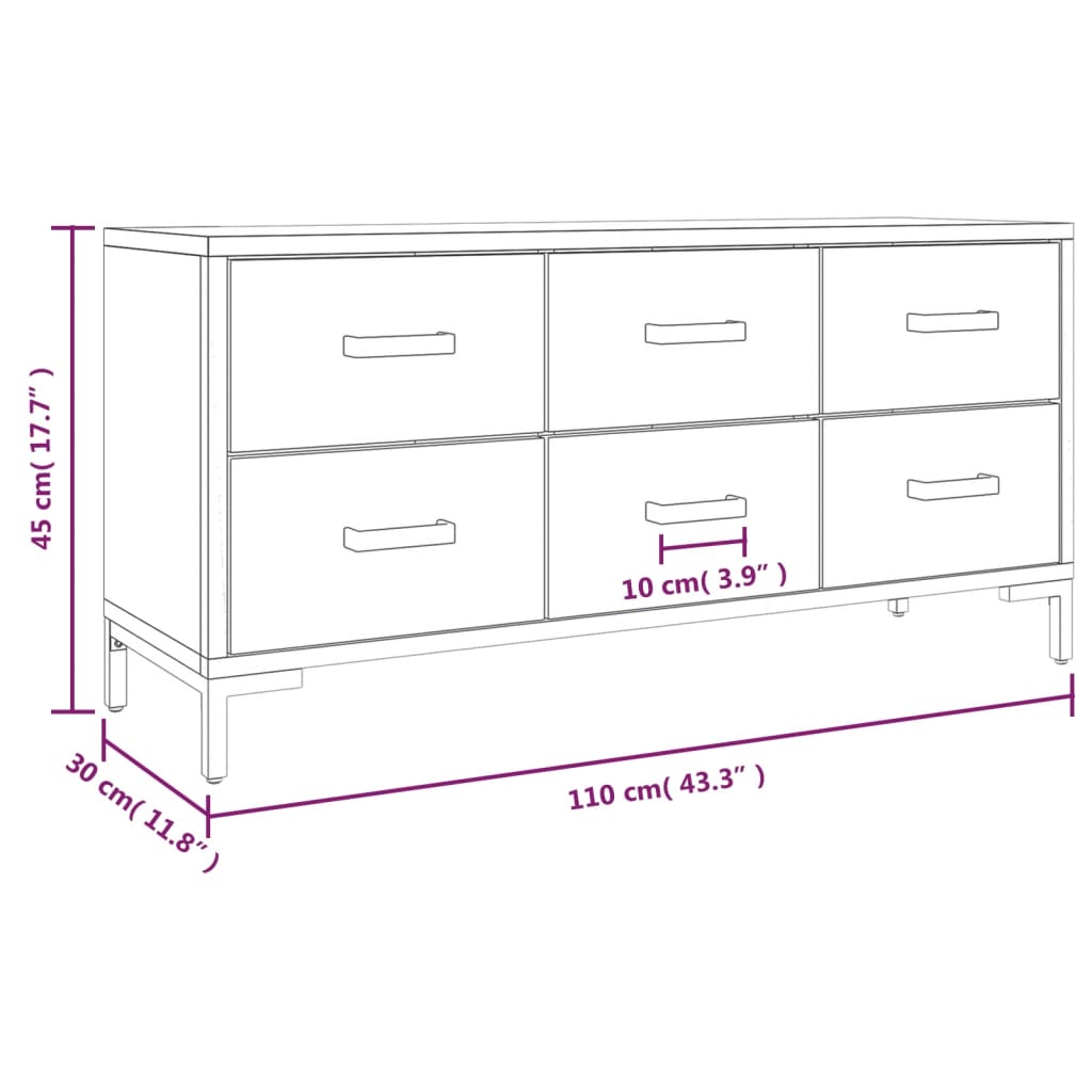 Bank Stauraum Schwarz 110x30x45 cm Massivholz Kiefer Recycelt