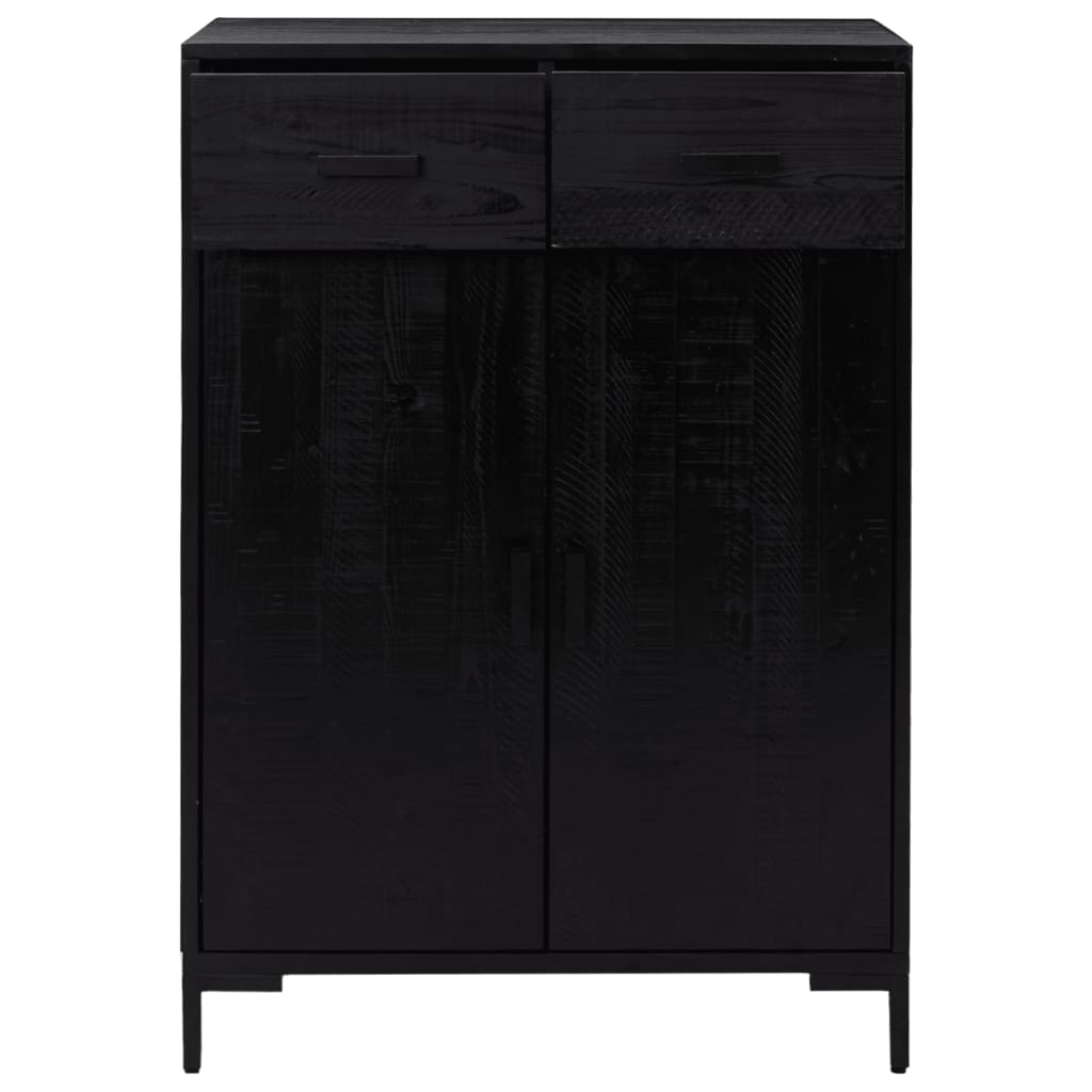 Schuhschrank Schwarz 75x40x110 cm Massivholz Kiefer Recycelt