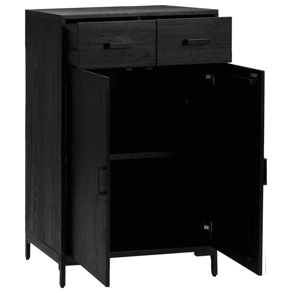 Schuhschrank Schwarz 75x40x110 cm Massivholz Kiefer Recycelt