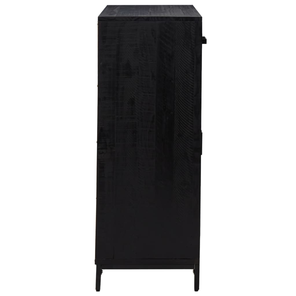 Schuhschrank Schwarz 75x40x110 cm Massivholz Kiefer Recycelt