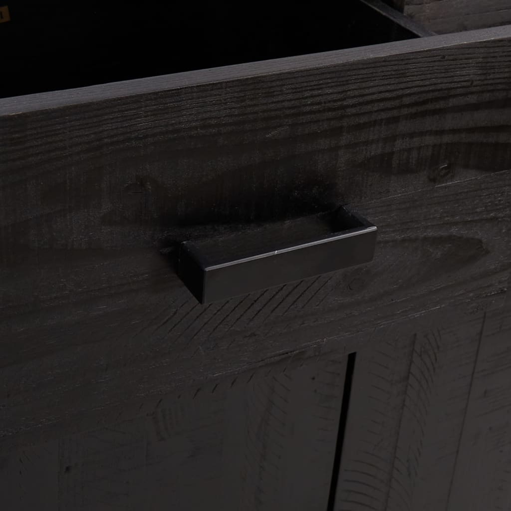 Schuhschrank Schwarz 75x40x110 cm Massivholz Kiefer Recycelt