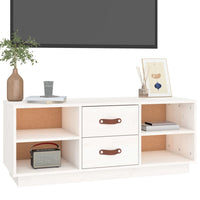 Thumbnail for TV-Schrank Weiß 100x34x40 cm Massivholz Kiefer