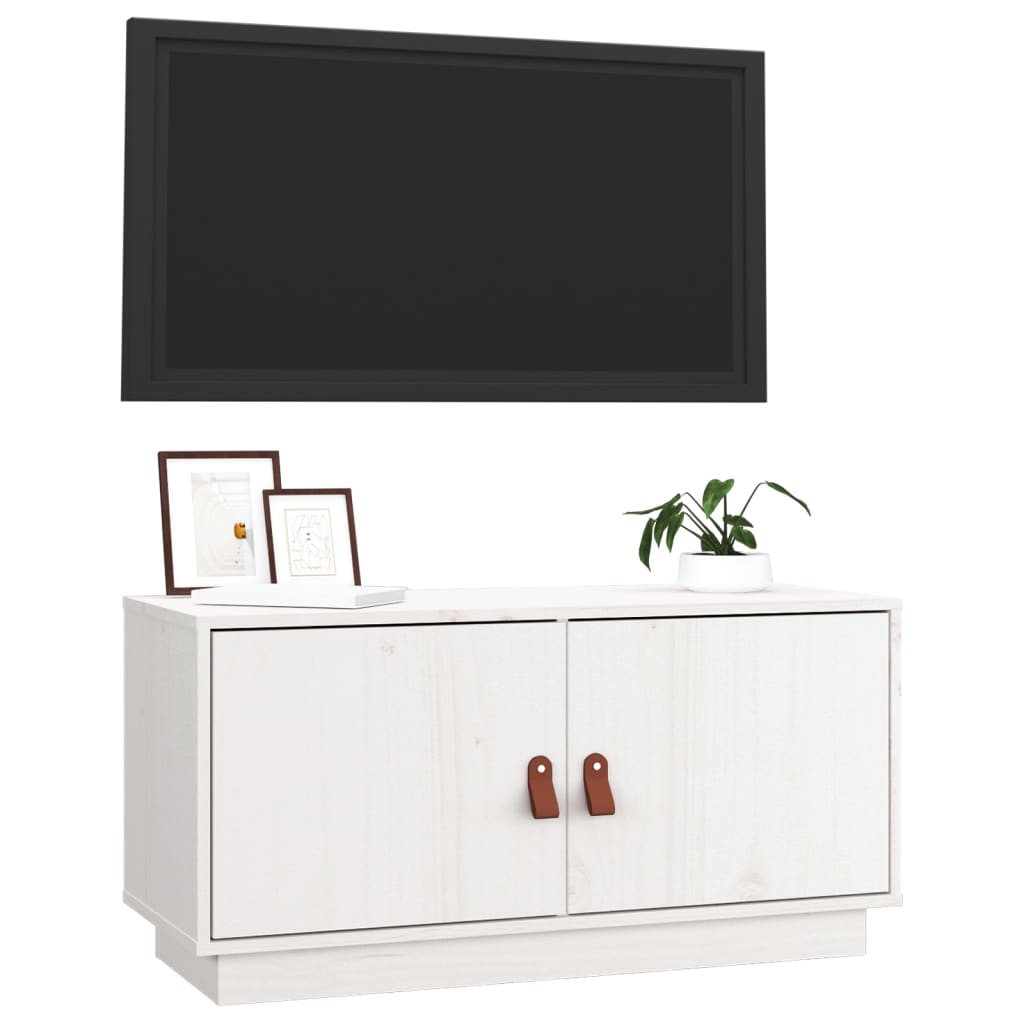TV-Schrank Weiß 80x34x40 cm Massivholz Kiefer