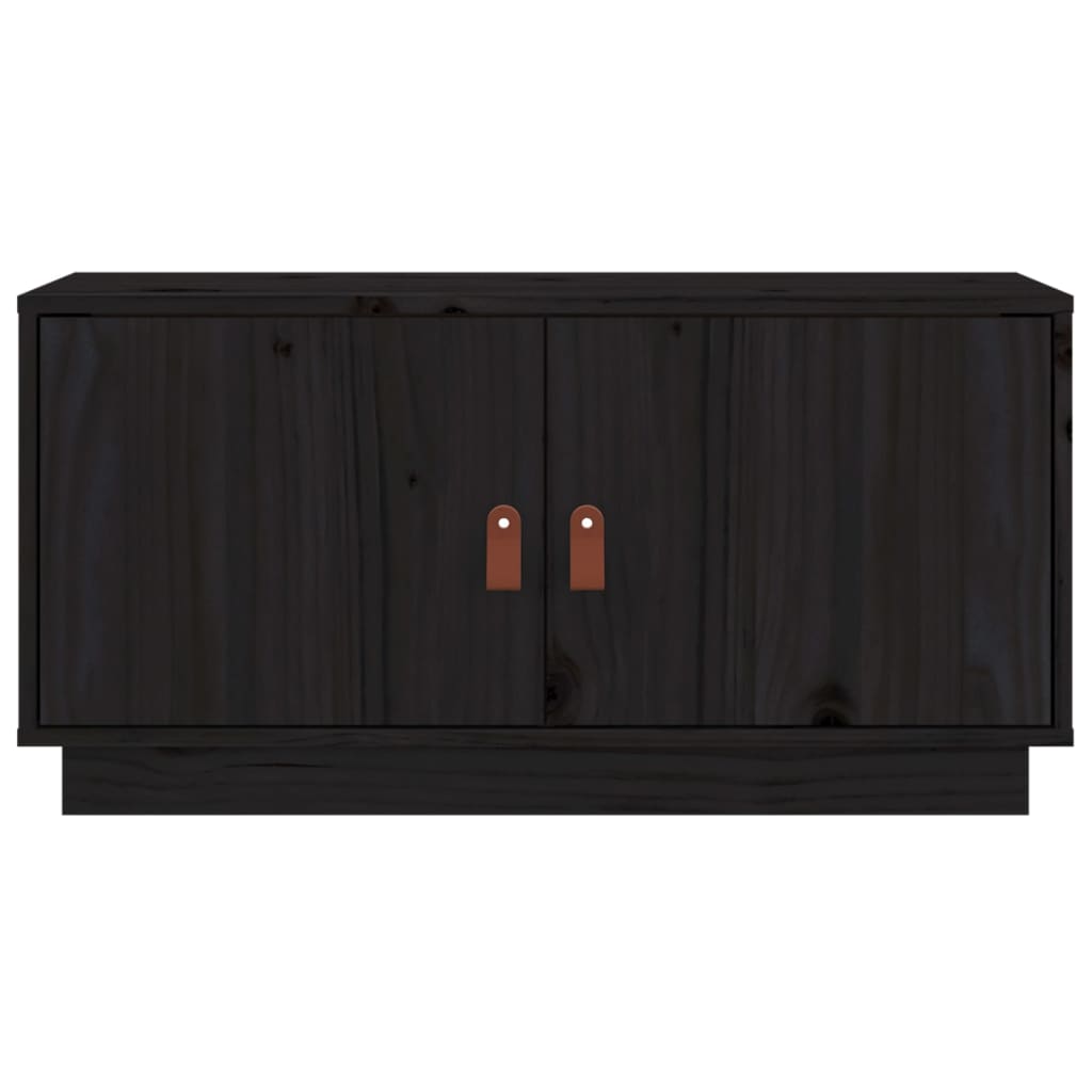 TV-Schrank Schwarz 80x34x40 cm Massivholz Kiefer