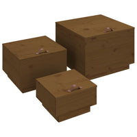 Thumbnail for Aufbewahrungsboxen mit Deckeln 3 Stk. Braun Massivholz Kiefer