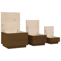 Thumbnail for Aufbewahrungsboxen mit Deckeln 3 Stk. Braun Massivholz Kiefer